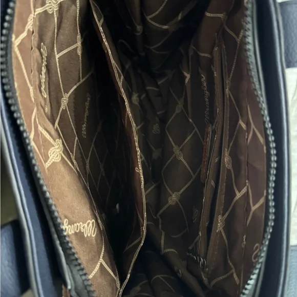 Navy Blue Wrangler Purse/Tote with Braided Accents, Brown Interior Medium Size - Picture 4 of 4
